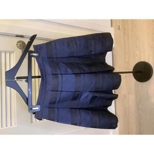 Vineyard Vines Sparkly Navy Black Box Pleat Knee Length Striped Skirt Party 4